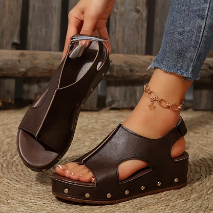 Women's Handmade Comfortable Leather Summer Wedge Sandals