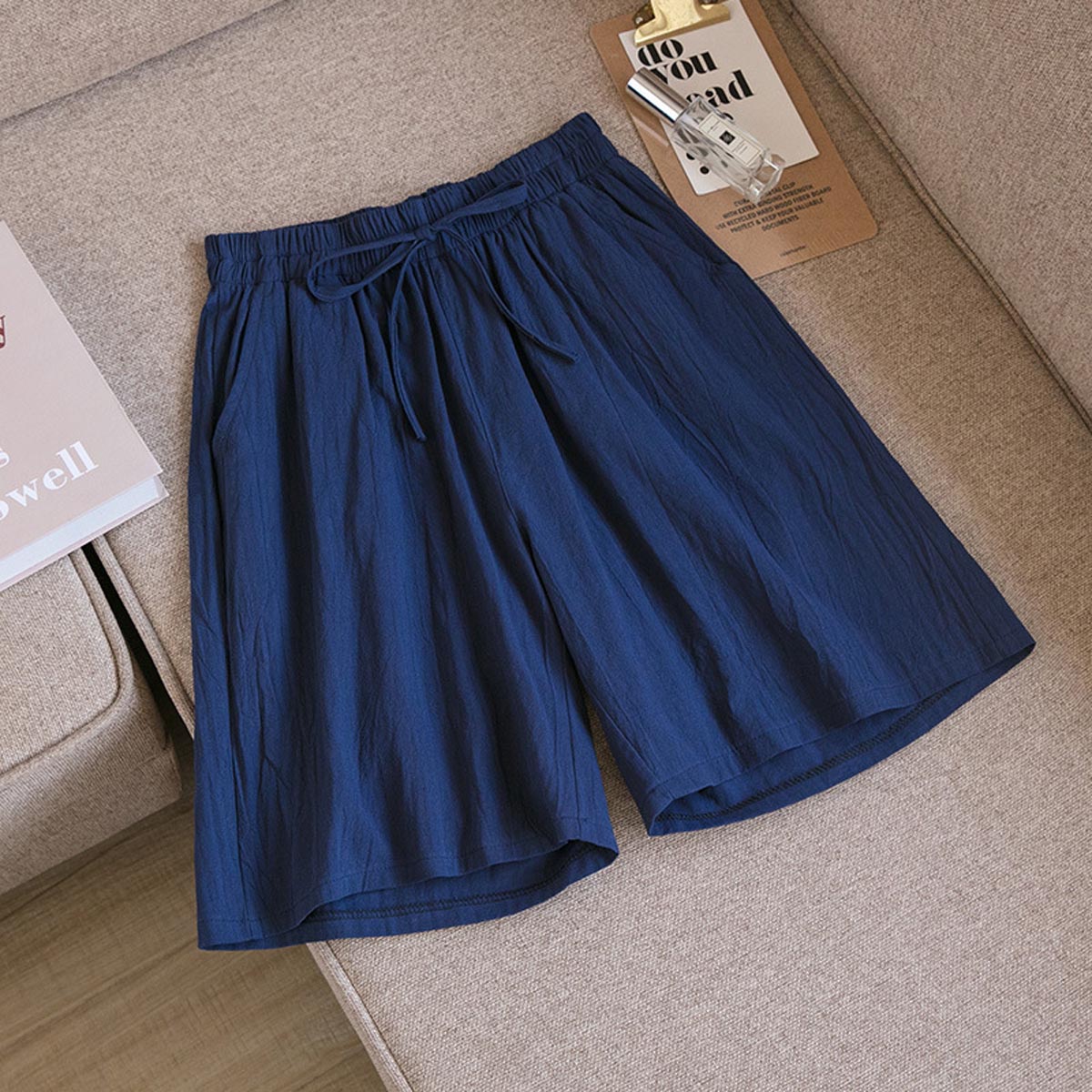 Women's Solid Color Casual Loose Cotton Shorts