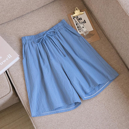 Women's Solid Color Casual Loose Cotton Shorts