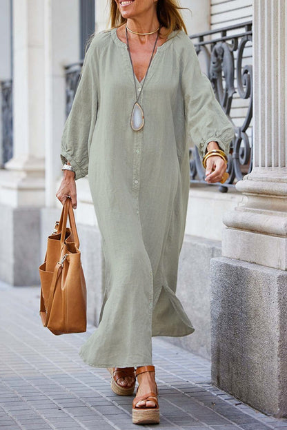Luna's Serene Escape Buttoned Maxi Dress