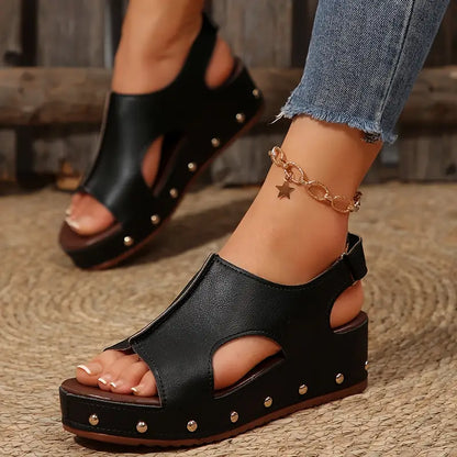 Women's Handmade Comfortable Leather Summer Wedge Sandals
