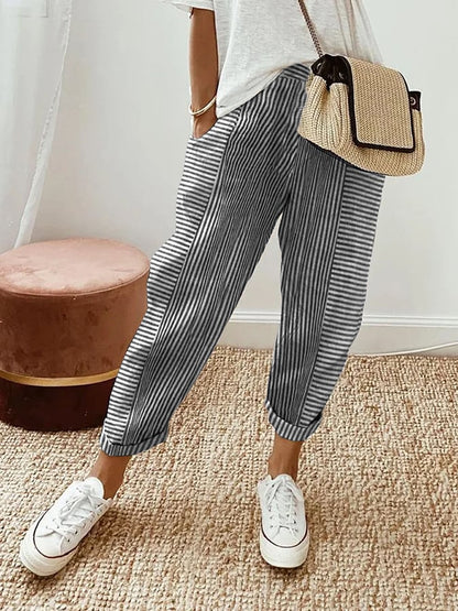 Jacquard Striped Paneled Loose-Fitting Track Pants