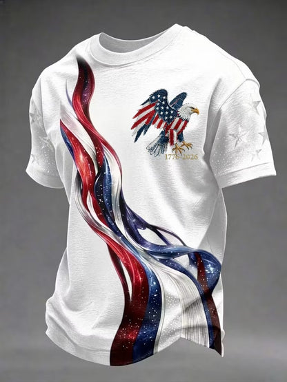 Men'S Leisure 250Th Anniversary Celebration American Eagle Personalized Printed Round Neck T-Shirt