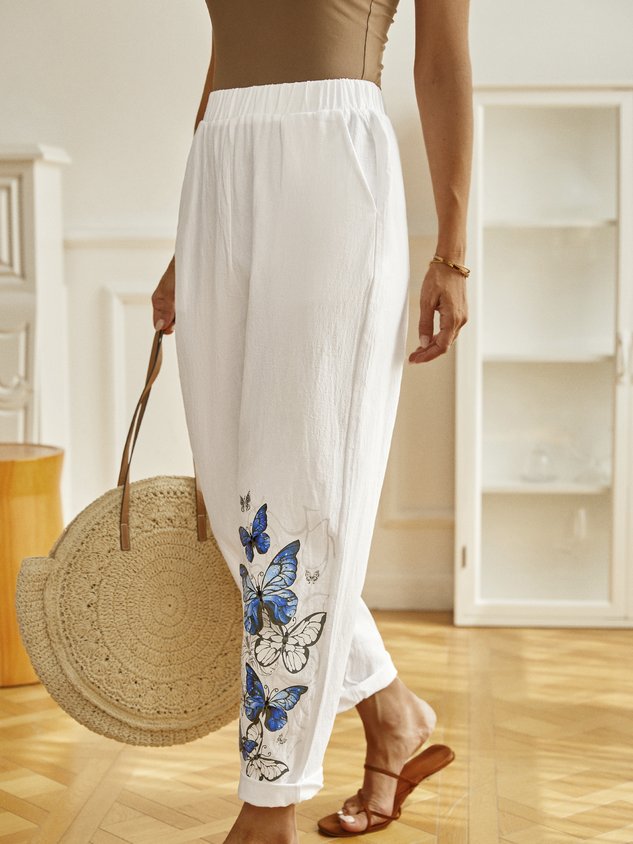 Butterfly Printed Casual Pants