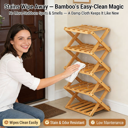 Instant-Use Bamboo Rack – 9 Tiers, No Tools Needed🌿👟