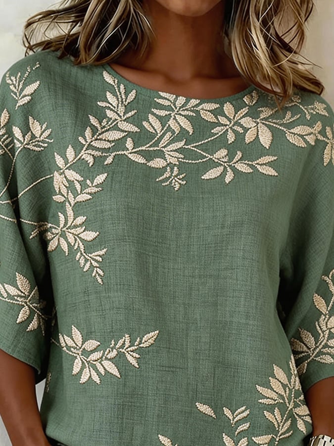 Women's Casual Round Neck Printed Short-Sleeve Top