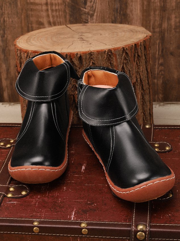 Women Hemmed Zip Casual Plain Round Toe Short Boots With Flat Heel