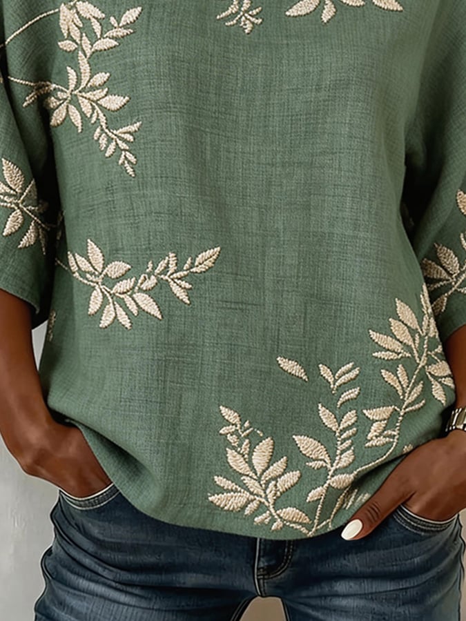 Women's Casual Round Neck Printed Short-Sleeve Top