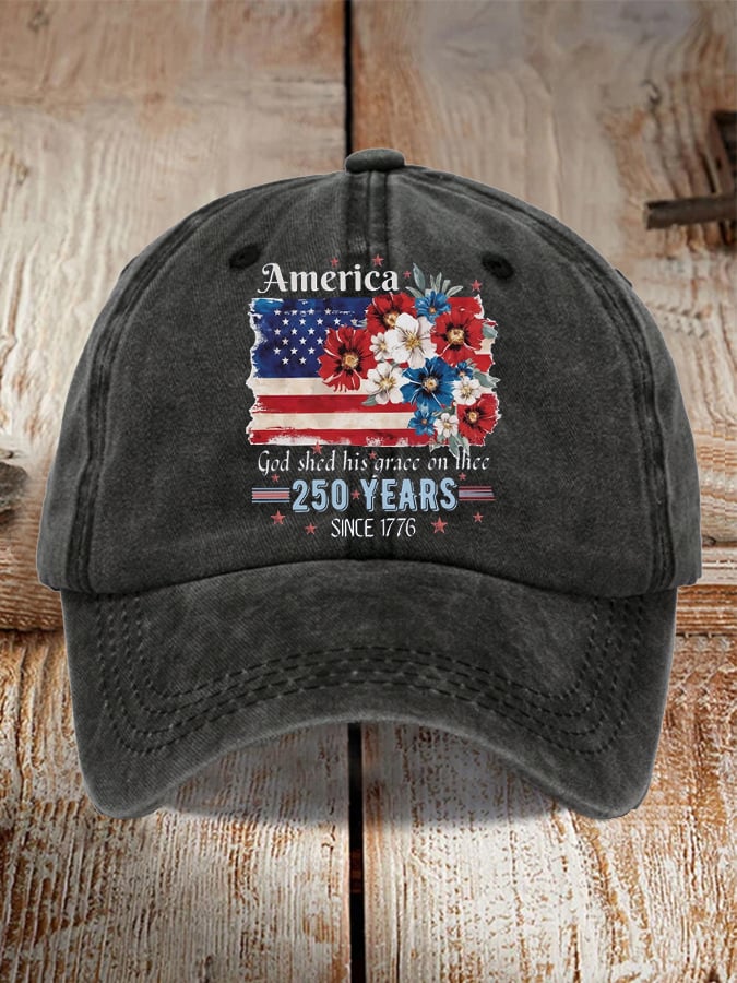 Unisex 250th Anniversary National Flag Floral Print Hat