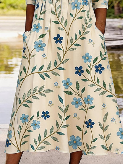 Women's Casual V-Neck Printed Dress