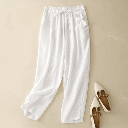 Women's Simple Solid Color Linen Blend Pants