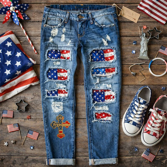 Women's US 250th Anniversary Print Casual Jeans